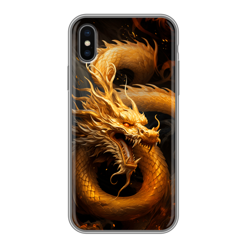 Силиконовый чехол на Iphone X с принтом Золотой дракон Силиконовый чехол на Iphone X с принтом Золотой дракон