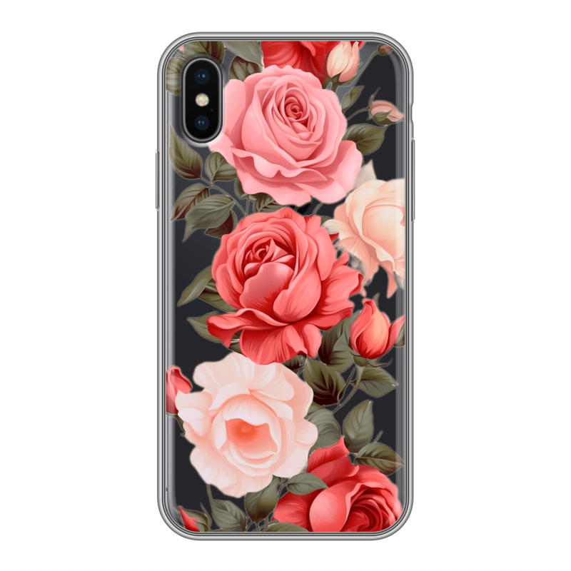 Силиконовый чехол на Iphone x10 с принтом Розы Силиконовый чехол на Iphone x10 с принтом Розы