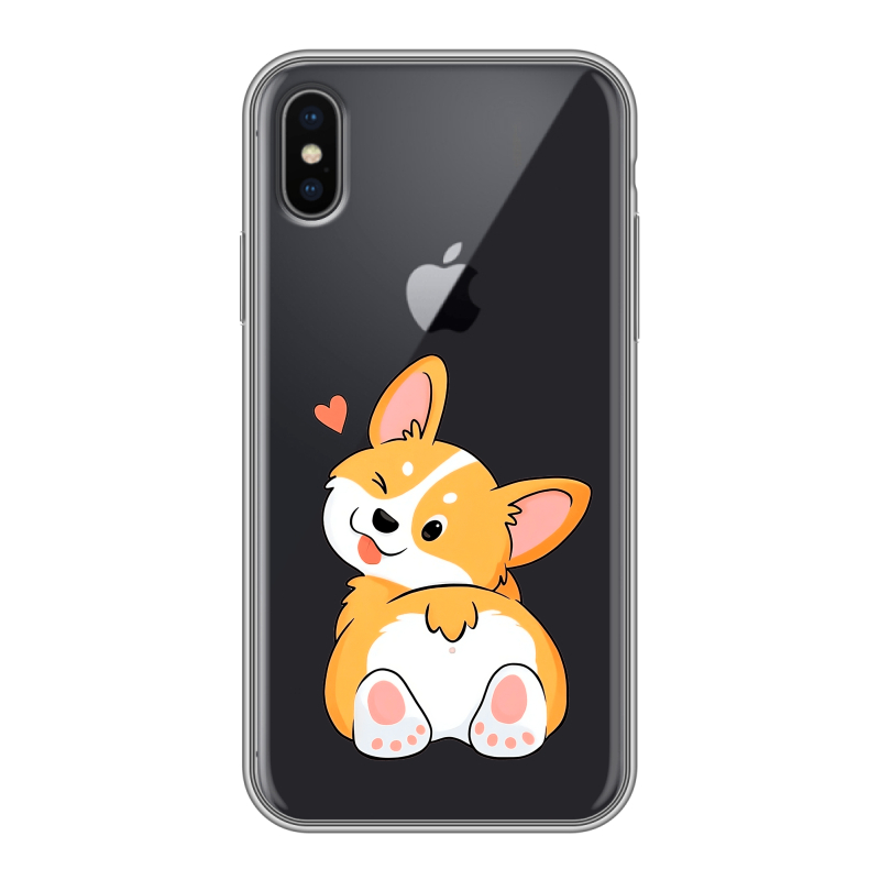 Силиконовый противоударный чехол на Iphone x10 с принтом Корги Силиконовый противоударный чехол на Iphone x10 с принтом Корги