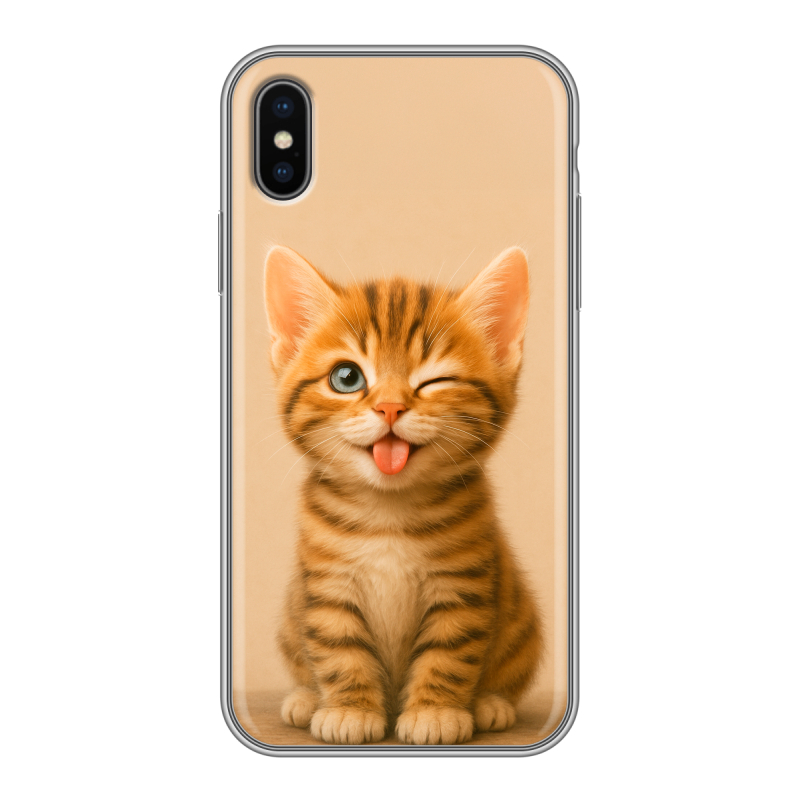 Силиконовый чехол на Iphone x10 с принтом котенок Силиконовый чехол на Iphone x10 с принтом котенок