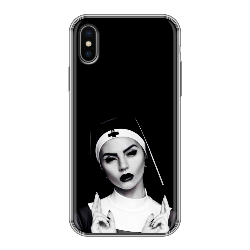 Силиконовый противоударный чехол на Iphone x10 с принтом монашка Силиконовый противоударный чехол на Iphone x10 с принтом монашка
