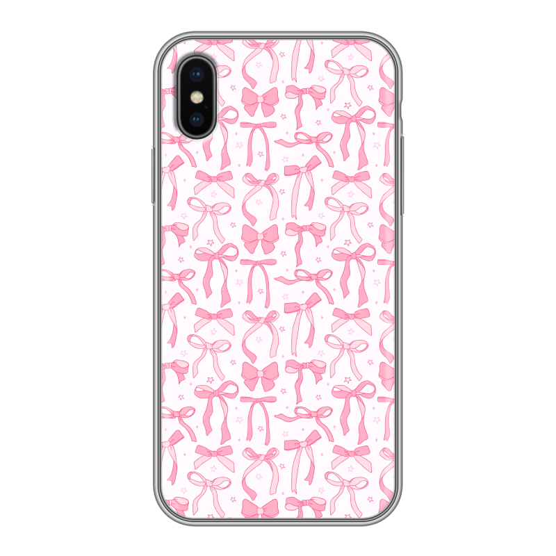 Пластиковый чехол на Iphone x10 с принтом Розовые бантики Пластиковый чехол на Iphone x10 с принтом Розовые бантики