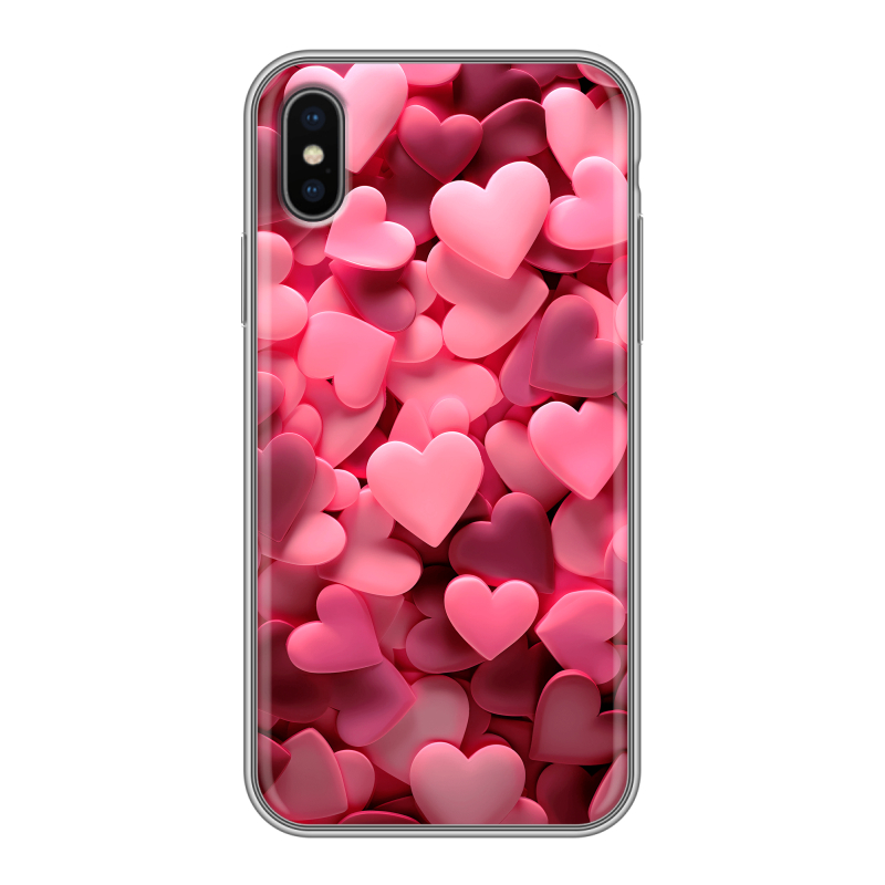 Пластиковый чехол на Iphone x10 с принтом розовые сердечки Пластиковый чехол на Iphone x10 с принтом розовые сердечки