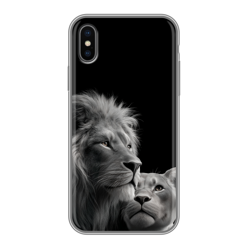 Силиконовый чехол на Iphone x10 с принтом Лев кошки Силиконовый чехол на Iphone x10 с принтом Лев кошки