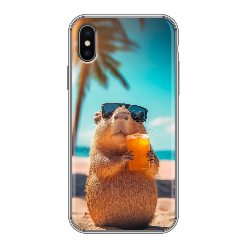 Силиконовый чехол на Iphone x10 с принтом Капибара Силиконовый чехол на Iphone x10 с принтом Капибара