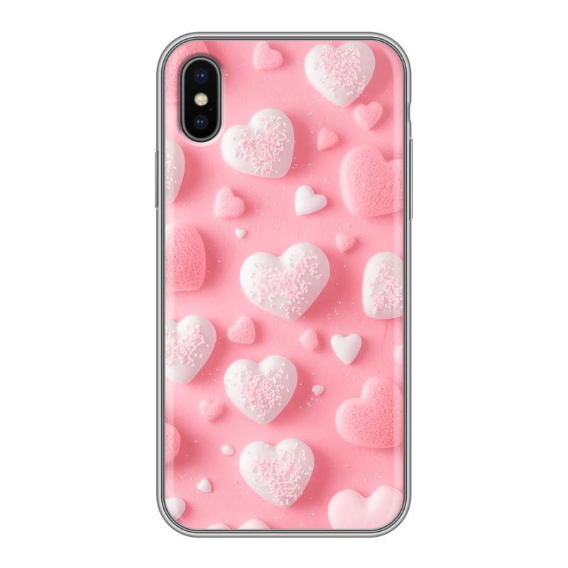 Силиконовый чехол на Iphone X с принтом Сердечки Силиконовый чехол на Iphone X с принтом Сердечки