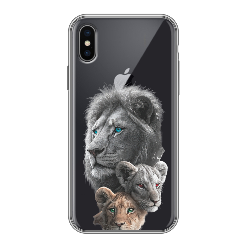 Силиконовый чехол на Iphone x10 с принтом Львы Силиконовый чехол на Iphone x10 с принтом Львы