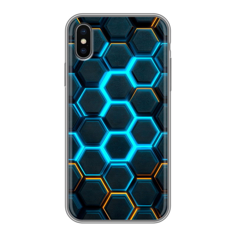 Силиконовый чехол на Iphone x10 с принтом Неоновые соты Силиконовый чехол на Iphone x10 с принтом Неоновые соты
