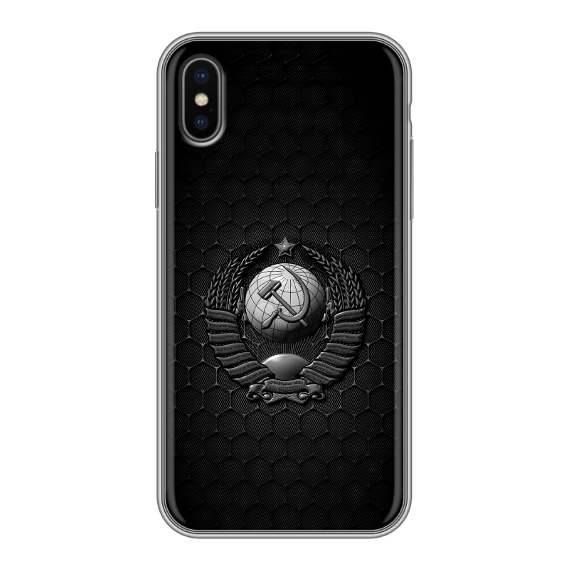 Силиконовый чехол на Iphone X с принтом Герб Флаг СССР Силиконовый чехол на Iphone X с принтом Герб Флаг СССР