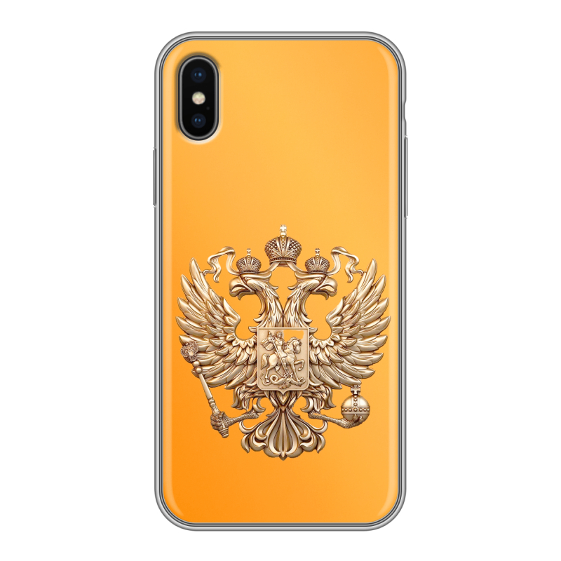 Пластиковый чехол на Iphone x10 с принтом Герб Флаг России Пластиковый чехол на Iphone x10 с принтом Герб Флаг России