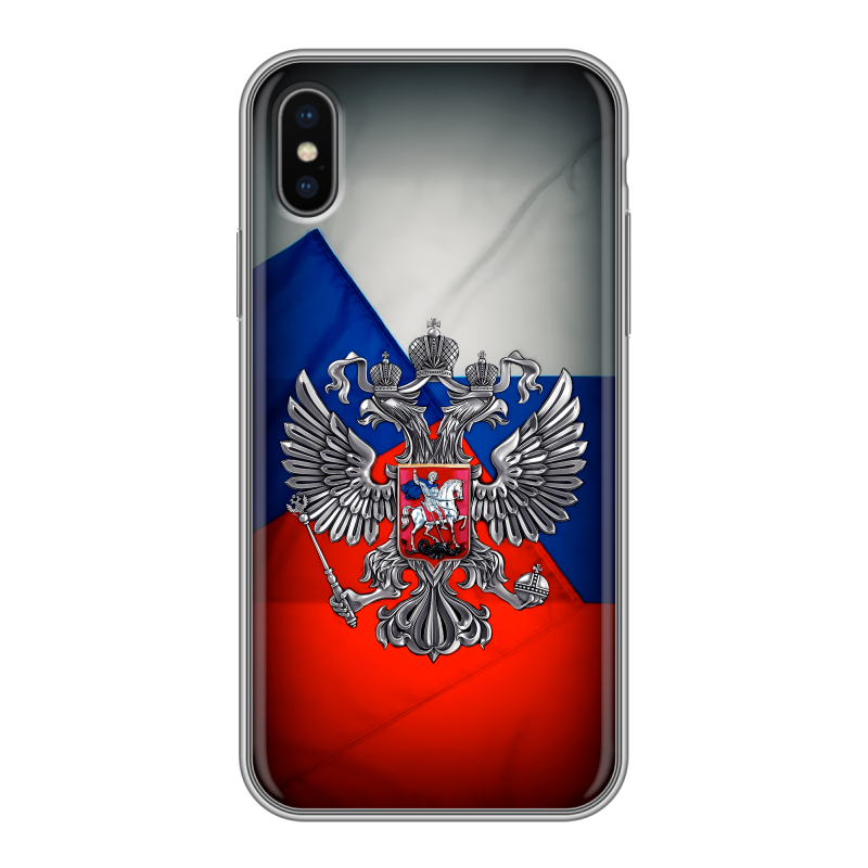 Силиконовый противоударный чехол на Iphone x10 с принтом Флаг России Силиконовый противоударный чехол на Iphone x10 с принтом Флаг России