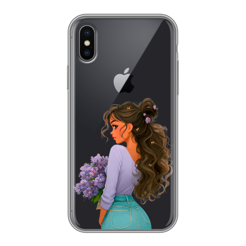Пластиковый чехол на Iphone x10 с принтом девушка цветы Пластиковый чехол на Iphone x10 с принтом девушка цветы