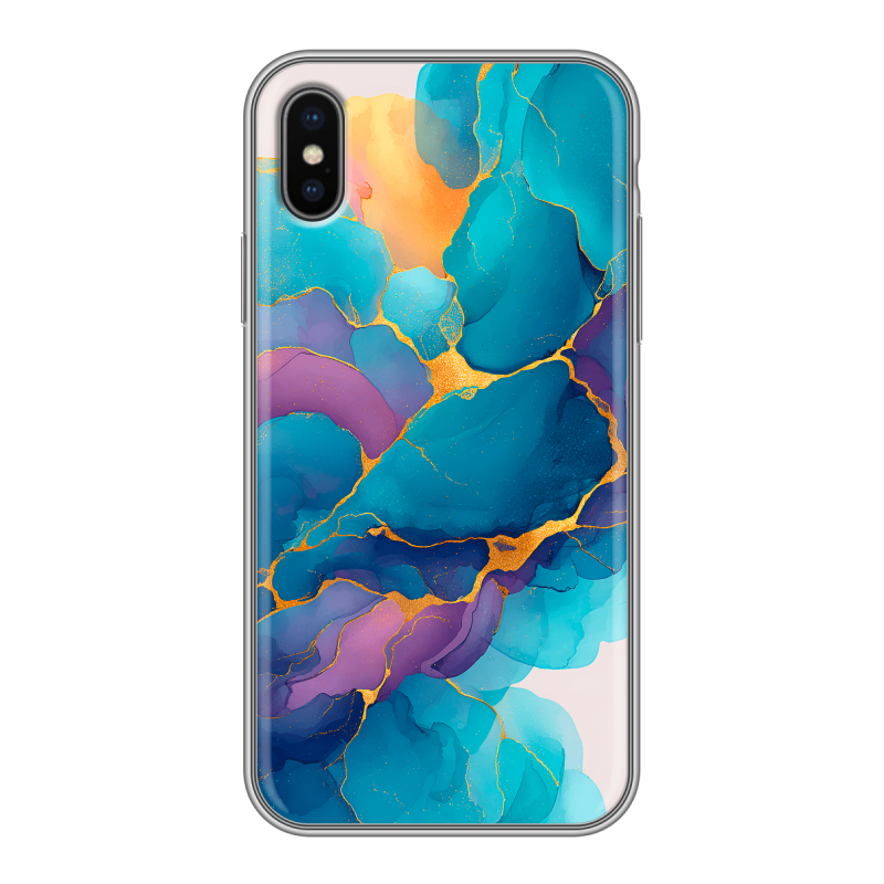 Пластиковый чехол на Iphone x10 с принтом Мрамор блестки Пластиковый чехол на Iphone x10 с принтом Мрамор блестки