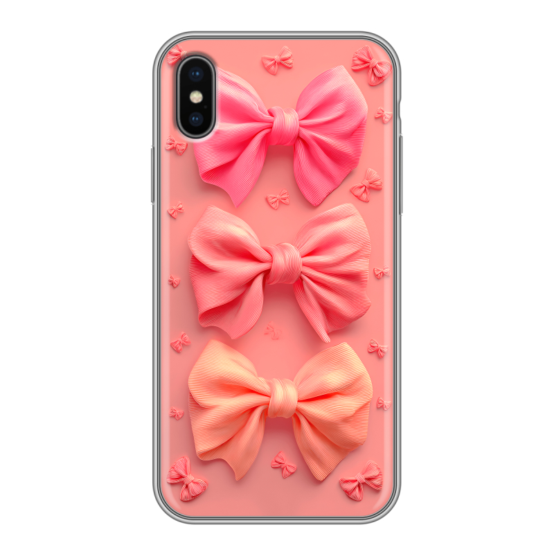 Силиконовый чехол на Iphone x10 с принтом Розовые бантики Силиконовый чехол на Iphone x10 с принтом Розовые бантики