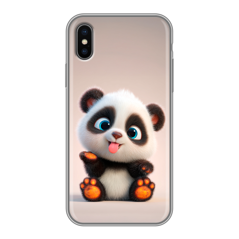 Силиконовый чехол на Iphone X с принтом милая панда Силиконовый чехол на Iphone X с принтом милая панда