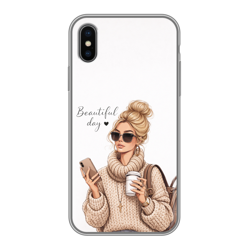 Силиконовый противоударный чехол на Iphone x10 с принтом женский Силиконовый противоударный чехол на Iphone x10 с принтом женский