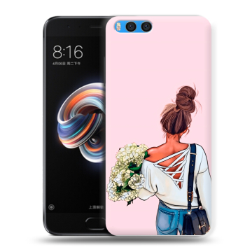 Силиконовый чехол на Xiaomi Mi Note 3 с принтом Девушка и букет Силиконовый чехол на Xiaomi Mi Note 3 с принтом Девушка и букет