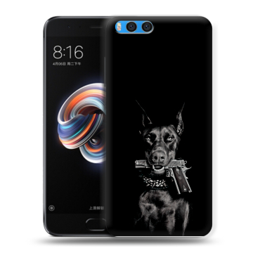 Силиконовый чехол на Xiaomi Mi Note 3 с принтом Доберман и пистолет Силиконовый чехол на Xiaomi Mi Note 3 с принтом Доберман и пистолет