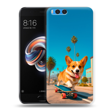 Силиконовый чехол на Xiaomi Mi Note 3 с принтом Корги на скейте