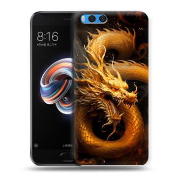 Силиконовый чехол на Xiaomi Mi Note 3 с принтом Золотой дракон