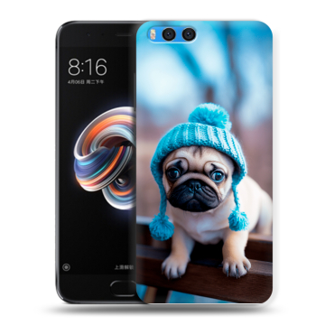 Силиконовый чехол на Xiaomi Mi Note 3 с принтом Мопс в шапке