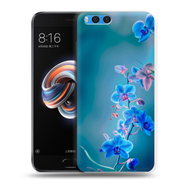 Силиконовый чехол на Xiaomi Mi Note 3 с принтом Голубые цветы