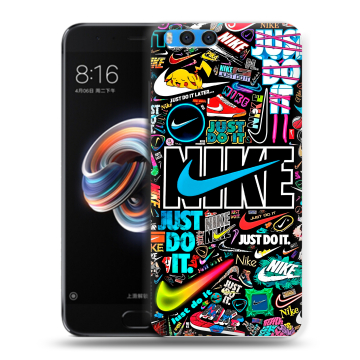 Силиконовый чехол на Xiaomi Mi Note 3 с принтом найк nike черный