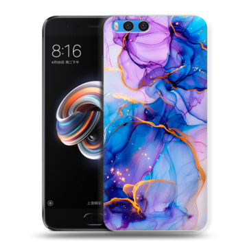 Силиконовый чехол на Xiaomi Mi Note 3 с принтом синий мрамор