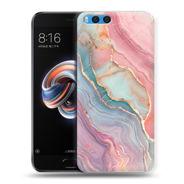Силиконовый чехол на Xiaomi Mi Note 3 с принтом розовый мрамор