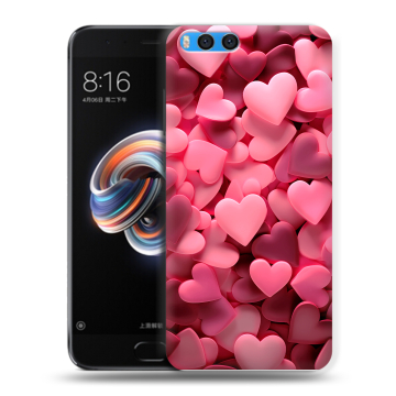 Силиконовый чехол на Xiaomi Mi Note 3 с принтом розовые сердечки