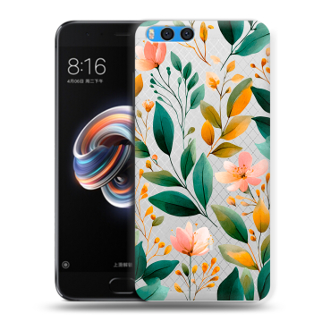 Силиконовый чехол на Xiaomi Mi Note 3 с принтом Цветы паттерн