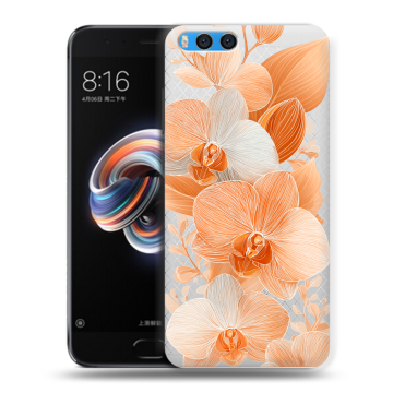 Силиконовый чехол на Xiaomi Mi Note 3 с принтом Бежевые цветы