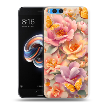 Силиконовый чехол на Xiaomi Mi Note 3 с принтом Цветы и бабочки