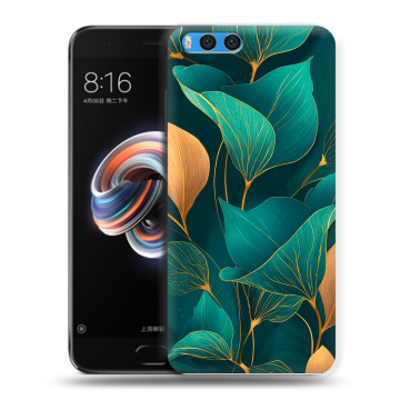 Силиконовый чехол на Xiaomi Mi Note 3 с принтом Листья и золото