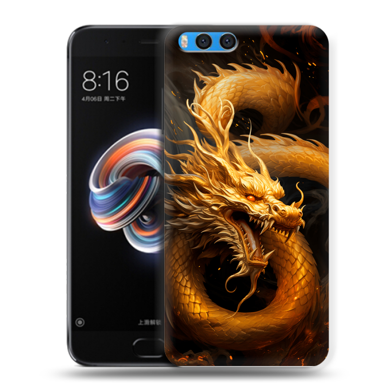 Силиконовый чехол на Xiaomi Mi Note 3 с принтом Золотой дракон Силиконовый чехол на Xiaomi Mi Note 3 с принтом Золотой дракон