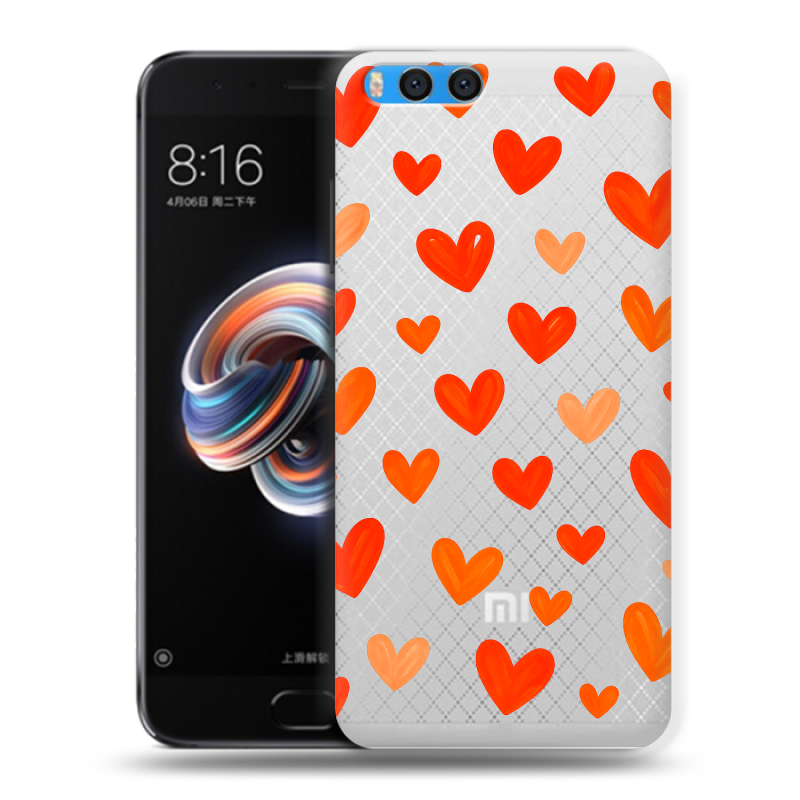 Силиконовый чехол на Xiaomi Mi Note 3 с принтом Сердечки Силиконовый чехол на Xiaomi Mi Note 3 с принтом Сердечки