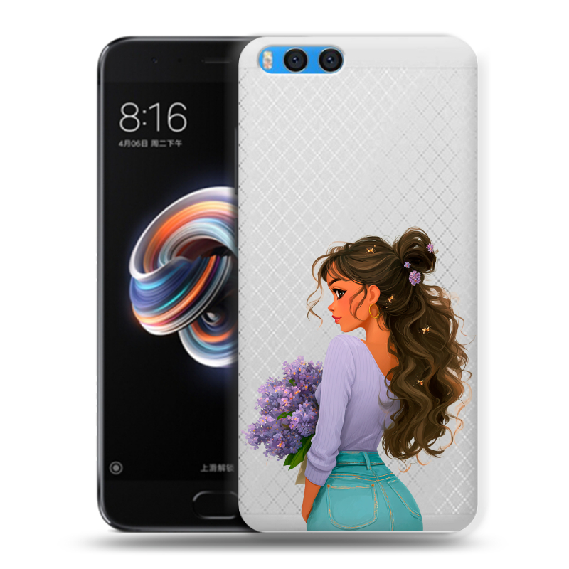 Силиконовый чехол на Xiaomi Mi Note 3 с принтом девушка цветы Силиконовый чехол на Xiaomi Mi Note 3 с принтом девушка цветы