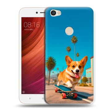 Силиконовый чехол на Xiaomi RedMi Note 5A Pro с принтом Корги на скейте Силиконовый чехол на Xiaomi RedMi Note 5A Pro с принтом Корги на скейте