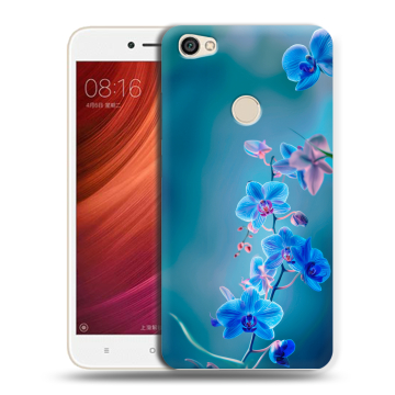 Силиконовый чехол на Xiaomi RedMi Note 5A Pro с принтом Голубые цветы Силиконовый чехол на Xiaomi RedMi Note 5A Pro с принтом Голубые цветы