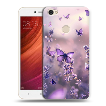 Силиконовый чехол на Xiaomi RedMi Note 5A Pro с принтом бабочки и лаванда Силиконовый чехол на Xiaomi RedMi Note 5A Pro с принтом бабочки и лаванда