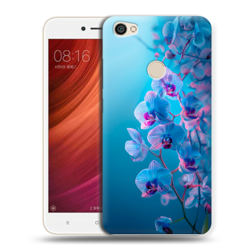 Силиконовый чехол на Xiaomi RedMi Note 5A Pro с принтом голубые орхидеи Силиконовый чехол на Xiaomi RedMi Note 5A Pro с принтом голубые орхидеи