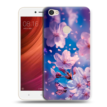 Силиконовый чехол на Xiaomi RedMi Note 5A Pro с принтом цветы бабочки Силиконовый чехол на Xiaomi RedMi Note 5A Pro с принтом цветы бабочки