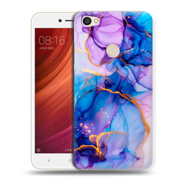 Силиконовый чехол на Xiaomi RedMi Note 5A Pro с принтом синий мрамор Силиконовый чехол на Xiaomi RedMi Note 5A Pro с принтом синий мрамор