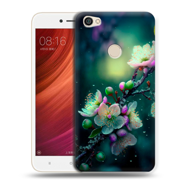 Силиконовый чехол на Xiaomi RedMi Note 5A Pro с принтом Цветы и мрамор Силиконовый чехол на Xiaomi RedMi Note 5A Pro с принтом Цветы и мрамор