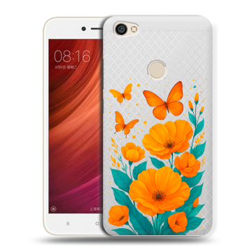 Силиконовый чехол на Xiaomi RedMi Note 5A Pro с принтом цветы бабочки
