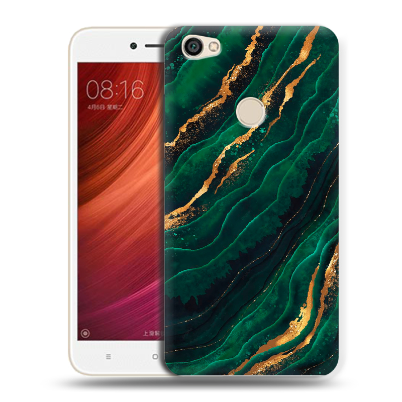 Силиконовый чехол на Xiaomi RedMi Note 5A Pro с принтом Мрамор зеленое золото Силиконовый чехол на Xiaomi RedMi Note 5A Pro с принтом Мрамор зеленое золото