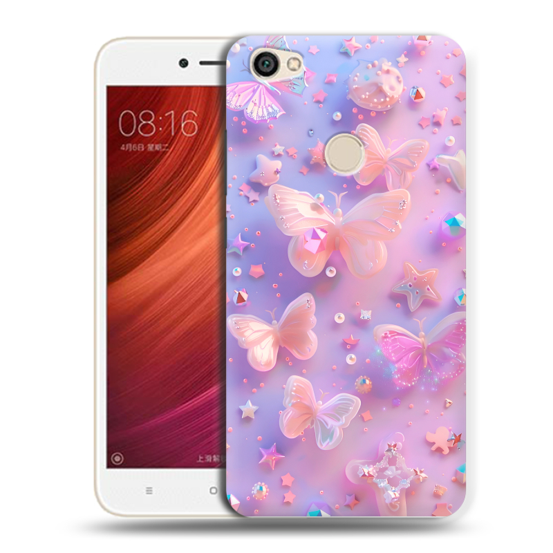Силиконовый чехол на Xiaomi RedMi Note 5A Pro с принтом Бабочки Силиконовый чехол на Xiaomi RedMi Note 5A Pro с принтом Бабочки