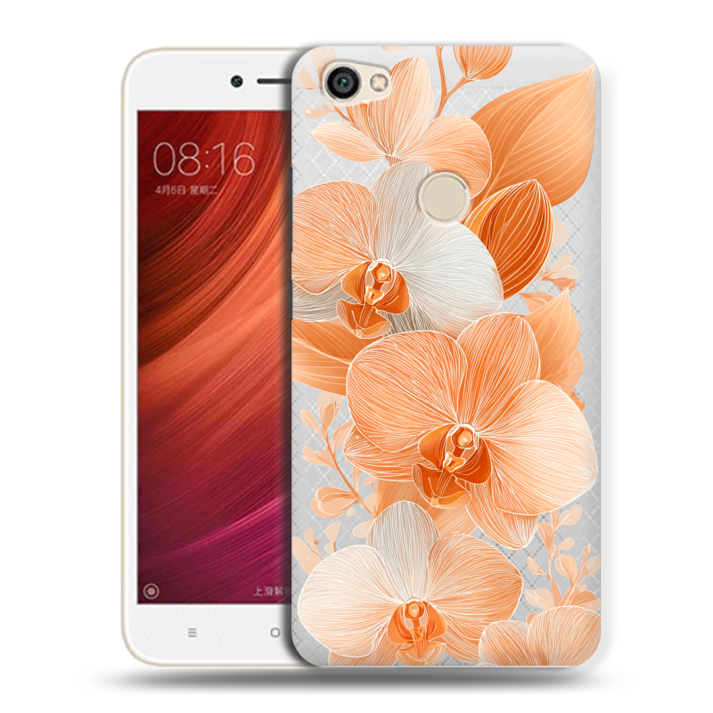 Силиконовый чехол на Xiaomi RedMi Note 5A Pro с принтом Бежевые цветы Силиконовый чехол на Xiaomi RedMi Note 5A Pro с принтом Бежевые цветы