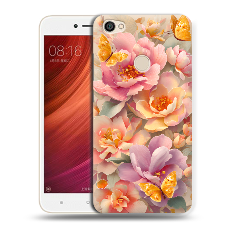 Силиконовый чехол на Xiaomi RedMi Note 5A Pro с принтом Цветы и бабочки Силиконовый чехол на Xiaomi RedMi Note 5A Pro с принтом Цветы и бабочки