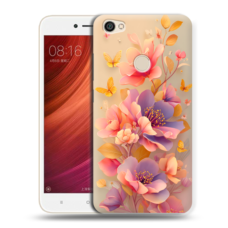 Силиконовый чехол на Xiaomi RedMi Note 5A Pro с принтом Цветы и бабочки Силиконовый чехол на Xiaomi RedMi Note 5A Pro с принтом Цветы и бабочки